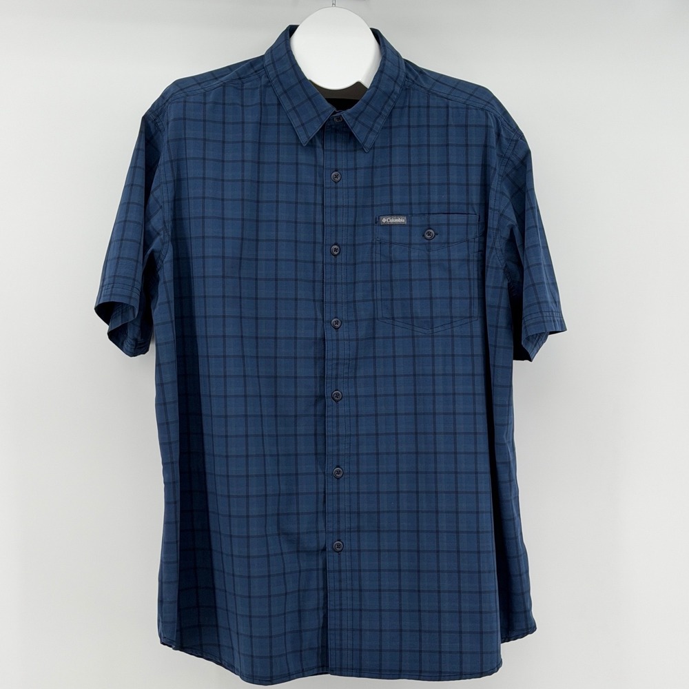 Columbia Sportswear Shirt Mens XL Checkered Short Sleeve Collared Button-Up